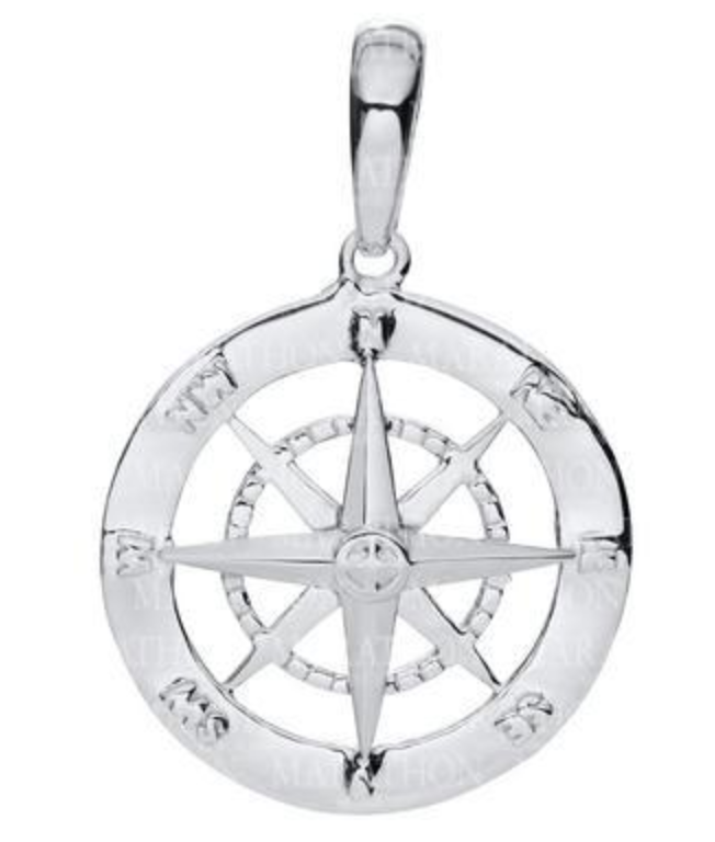 Compass Rose Sterling Silver Necklace - 26mm
