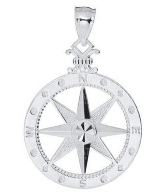 Compass Rose Sterling Silver Necklace - 20mm
