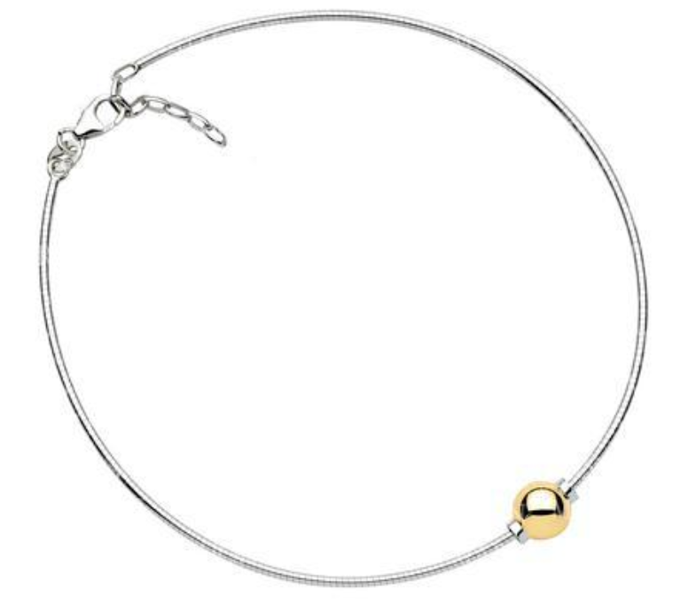Cape Cod Anklet by Lestage® 14K Bead &  Sterling Omega Chain