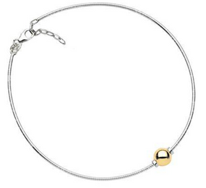 Cape Cod Anklet by Lestage® 14K Bead & 9" Sterling Silver Chain