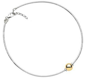 Cape Cod Anklet by Lestage® 14K Bead & 10" Sterling Silver Chain
