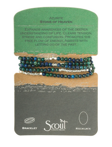 Azurite - Stone of Heaven - Wrap Bracelet or Necklace - 20"