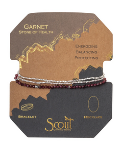 Garnet - Stone of Health - Wrap Bracelet/Necklace - 20"