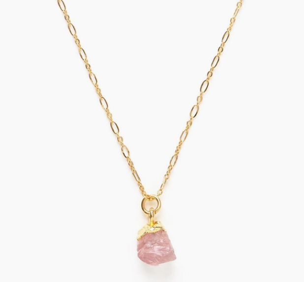 Rose Quartz Raw Cut Necklace