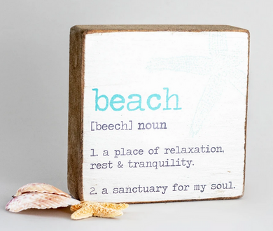 Beach Definition Decorative Wooden Block