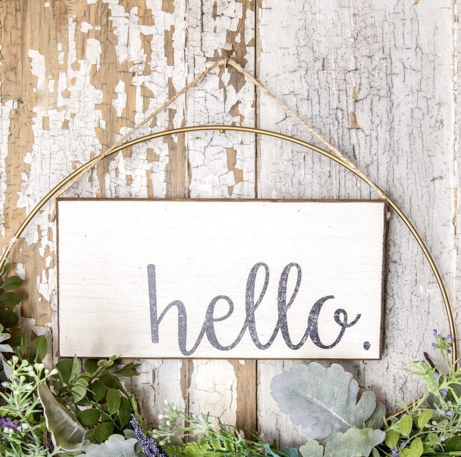 Hello Hanging Sign