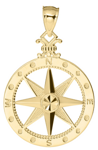Compass Rose Necklace - 14K Gold - 20MM