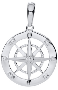 Compass Rose Sterling Silver Necklace - 14mm
