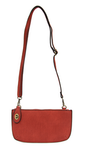 Faux Linen Crossbody Wristlet Clutch - Red