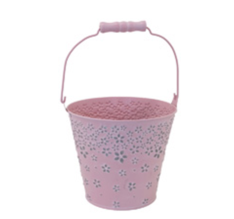 Flower Bucket in Pink, Yellow, White