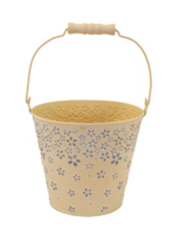 Flower Bucket in Pink, Yellow, White