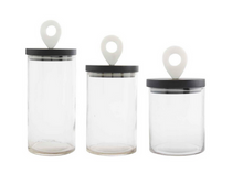 Load image into Gallery viewer, Black &amp; White Glass Canister Set
