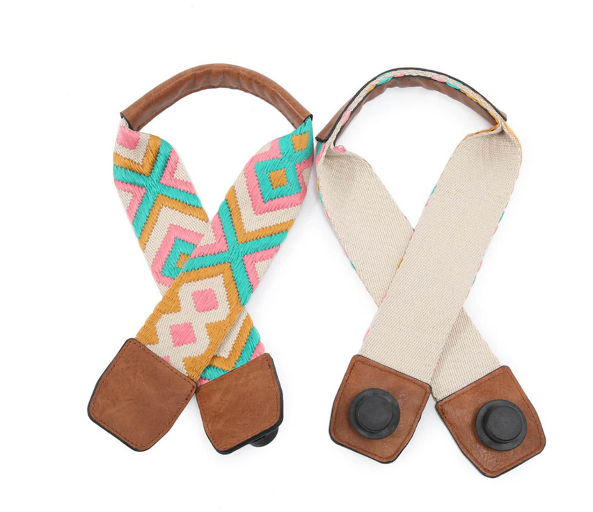 Guitar Strap For Carrie Tote - Teal & Pink
