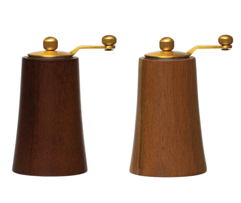 Acacia Wood & Stainless Steel Salt and Pepper