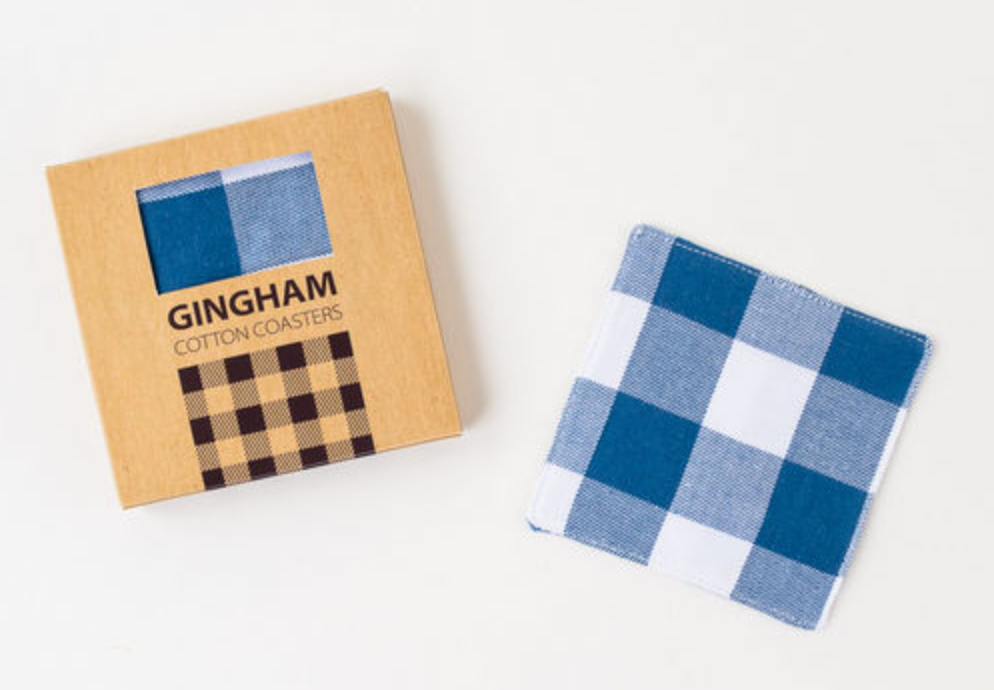Blue Gingham Coasters - Set of 6 - 3.5