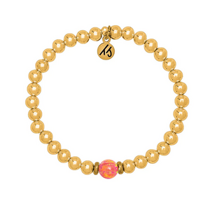 Gold Cape Cod Braclet with Coral Opal Bead