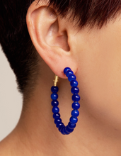 Load image into Gallery viewer, Glossy Glass Bead Hoop Earring