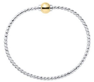 Cape Cod 14K Ball With Sterling Silver Wire Twist Bracelet - 6.5"