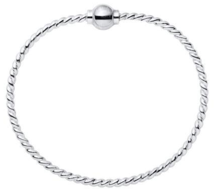 Cape Cod Sterling Ball With Sterling Silver Wire Twist Bracelet - 5.5