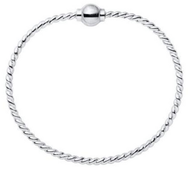 Cape Cod Sterling Ball With Sterling Silver Wire Twist Bracelet - 7.5