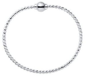 Cape Cod Sterling Ball With Sterling Silver Wire Twist Bracelet - 7.5"