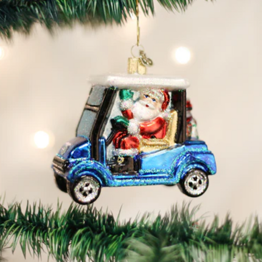 Golf Cart Santa Ornament