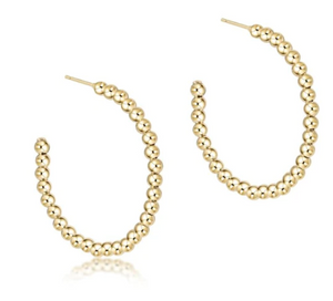 Beaded Classic 1.25" Hoop With 3mm Gold-Filled Bead Earrings