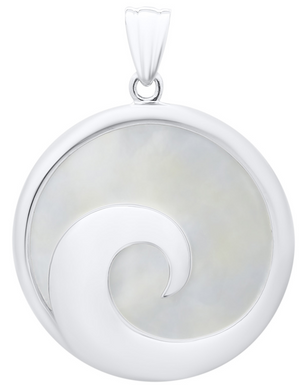 Sterling Silver, Mother Of Pearl Wave Pendant