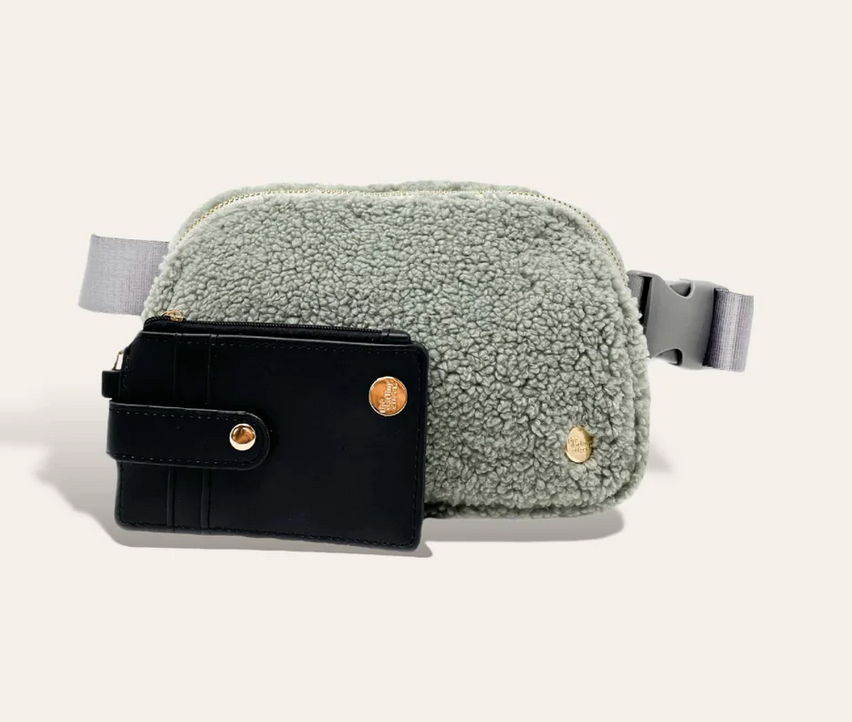 Cozy Grey Sherpa Belt Bag