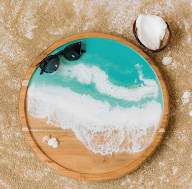 Lazy Susan - Acacia - Caribbean Blue