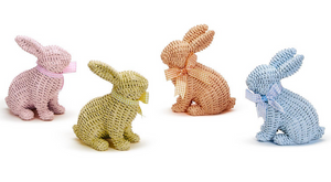 Basket Weave Bunny With Bow - Four Colors