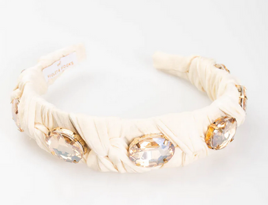 Crystal Knotted Crown Headband - Ivory