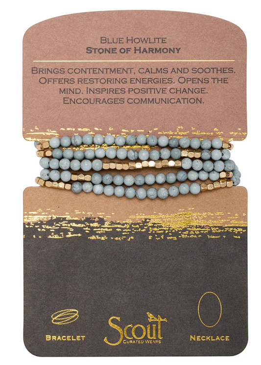 Blue Howlite - Stone of Harmony - Wrap Bracelet/Necklace - 20"