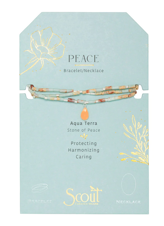 Teardrop Stone Wrap Aqua Terra Sunstone Silver - Stone of Peace