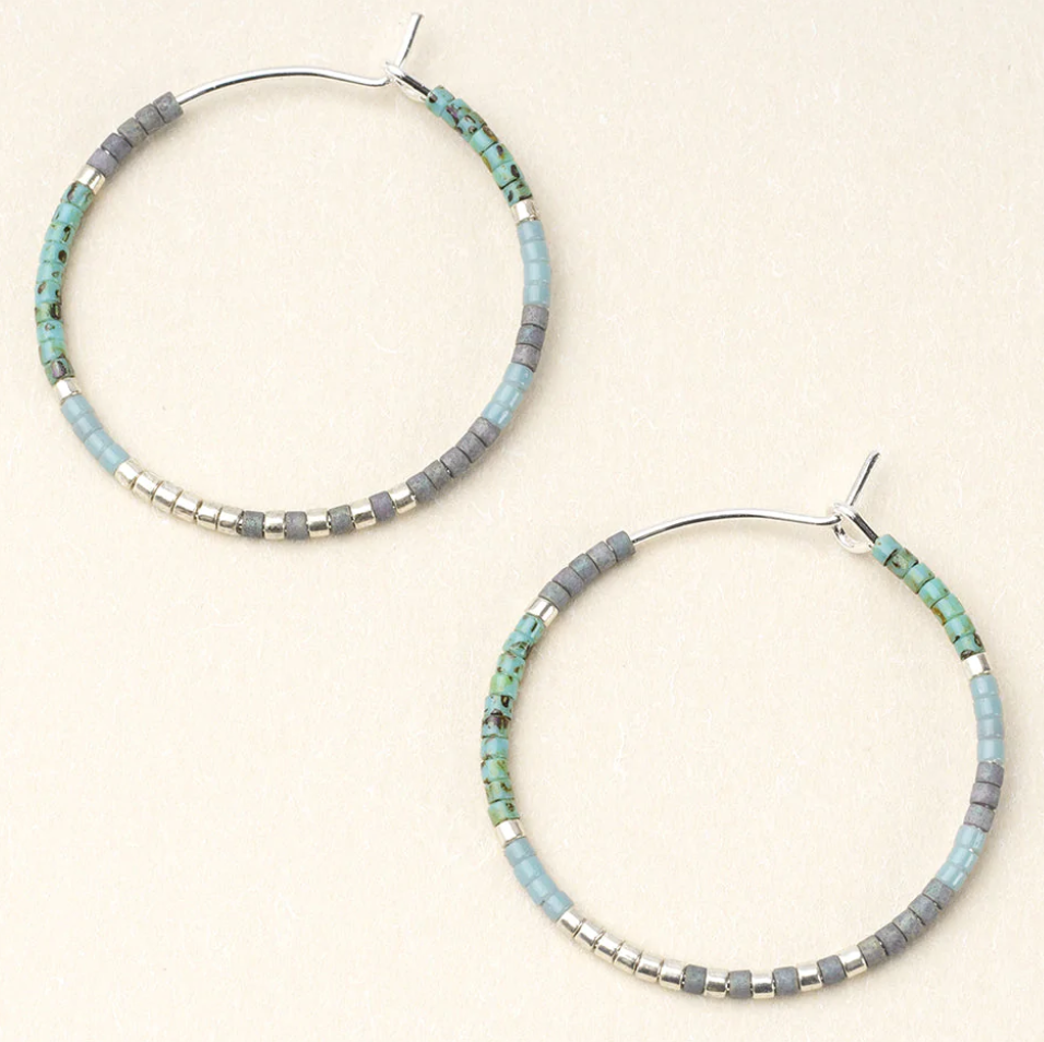 Miyuki Small Hoop - Turquoise Multi Silver