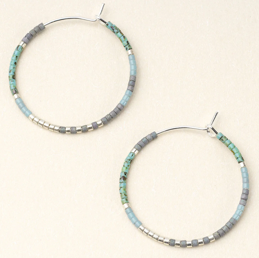 Miyuki Small Hoop - Turquoise Multi Silver
