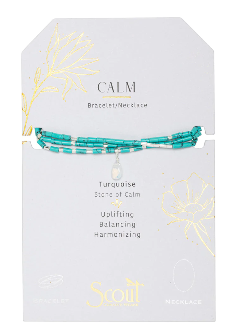 Teardrop Stone Wrap Turquoise Opalite Silver - Stone of Calm