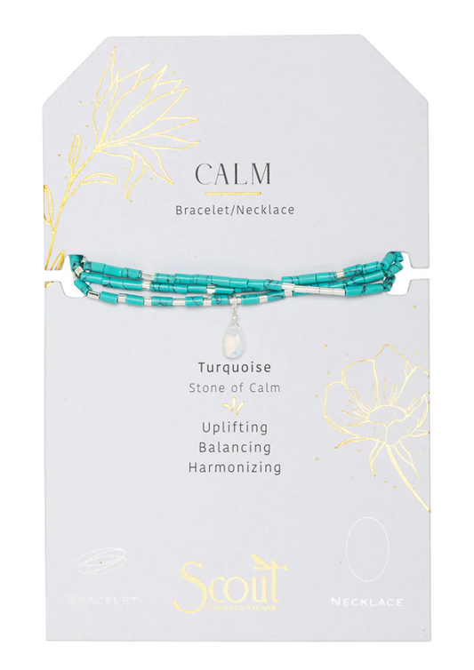Teardrop Stone Wrap Turquoise Opalite Silver - Stone of Calm
