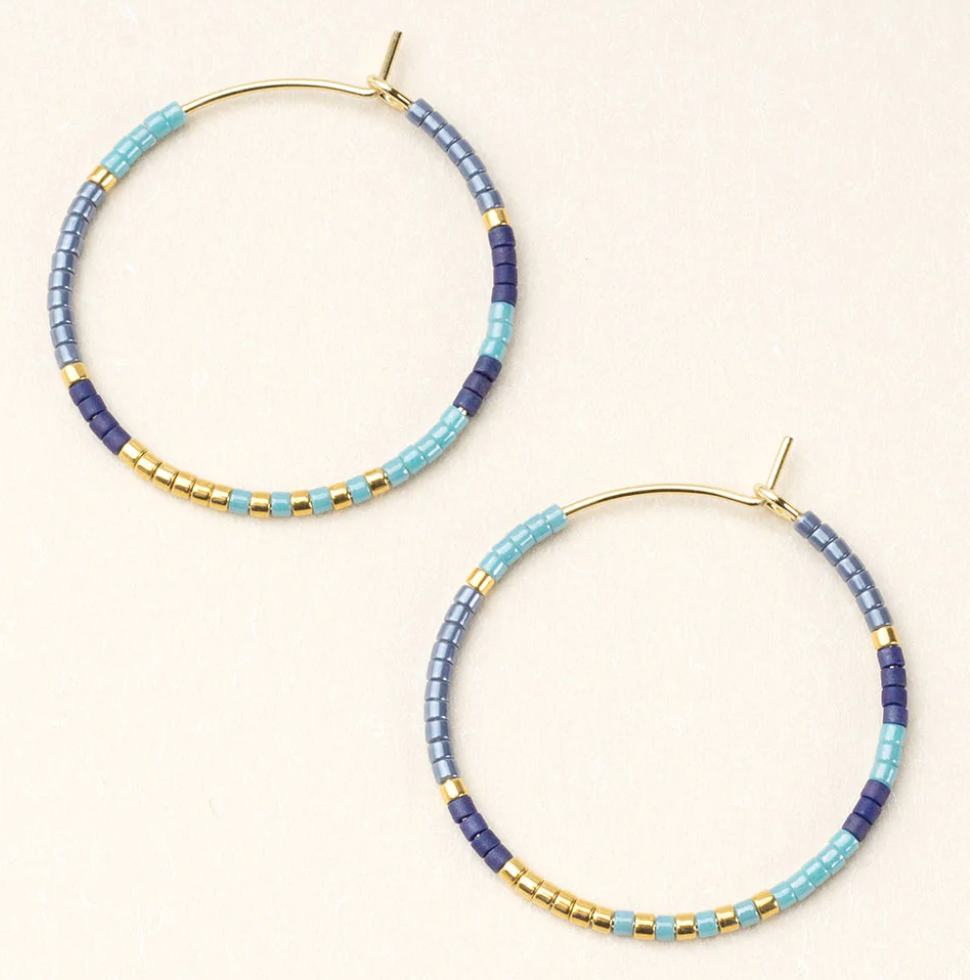Miyuki Small Hoop - Cobalt Multi Gold