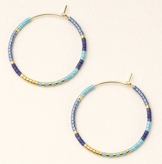 Miyuki Small Hoop - Cobalt Multi Gold