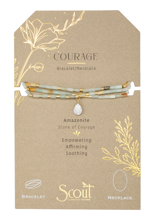 Teardrop Stone Wrap Amazonite Howlite Gold - Stone of Courage