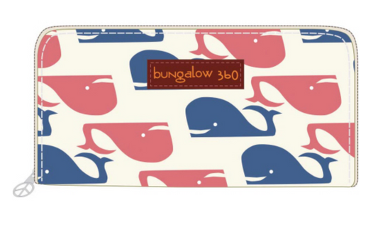 Retro Whale Zip Around Wallet