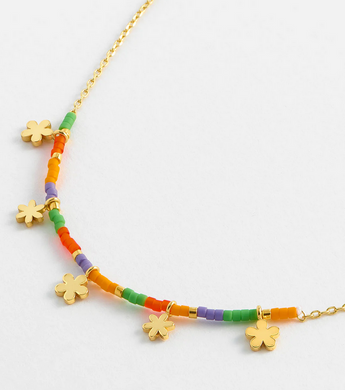 Ditsy Flower Miyuki Necklace - Gold