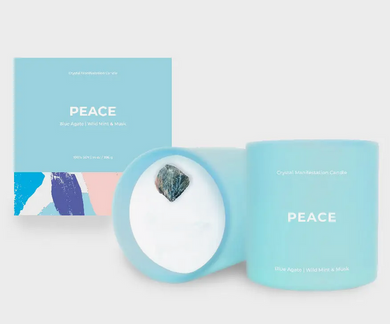 Peace Candle - Wild Mint & Musk Scented with Blue Agate