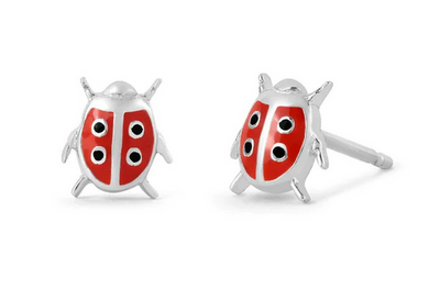 Lady Bug Sterling Silver Earrings