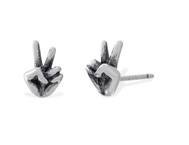 Peace Sign Sterling Silver Earrings