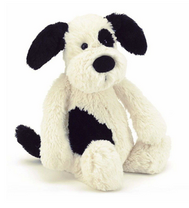 Bashful Black & Cream Puppy Plush Toy
