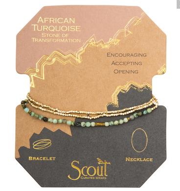 African Turquoise - Stone of Transformation - Wrap Bracelet/Necklace - 20