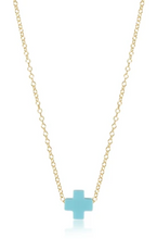 Load image into Gallery viewer, Gold Disc Cross Necklace - In Several Gemstones