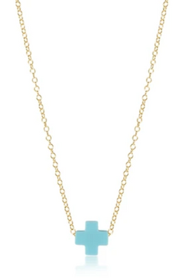 Gold Disc Cross Necklace - In Several Gemstones